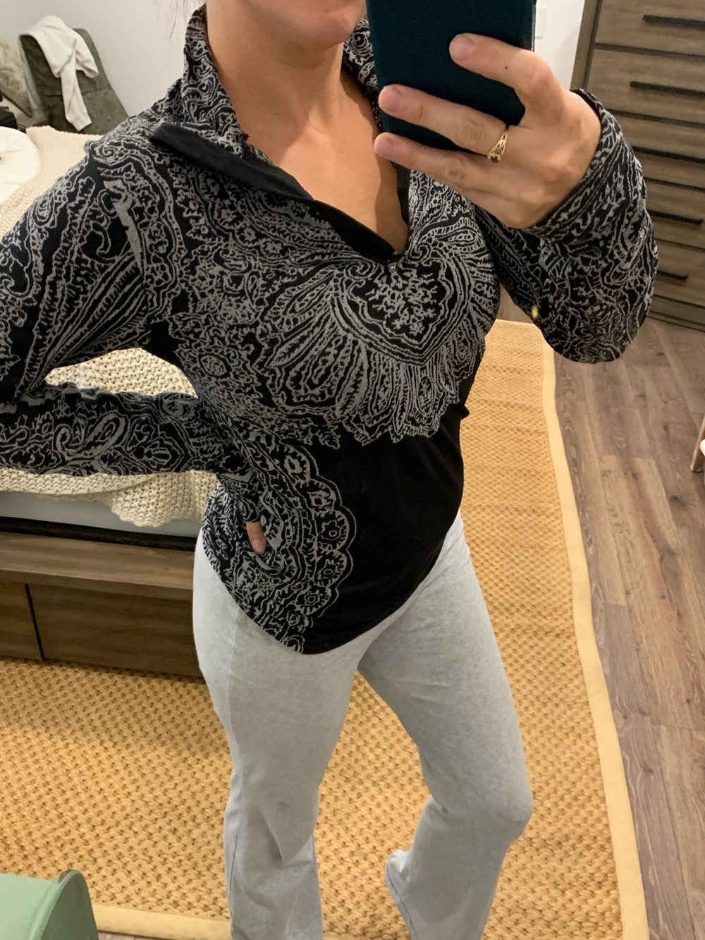 Athleta Black Paisley-Print Pullover